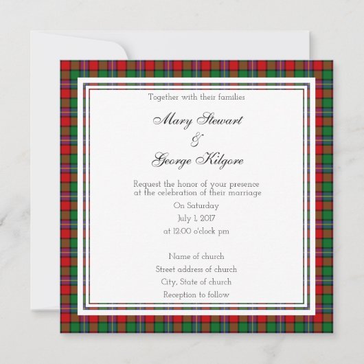 Kilgore Scottish Wedding Square Invitation Kaart (Voorkant)