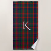 Kilgour Clan Tartan Pset Monogram Beach Towel Strandlaken (Voorkant)