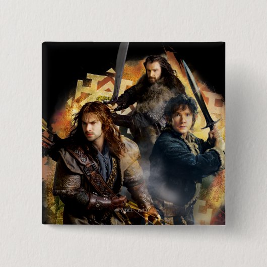 Kili, BILBO BAGGINS™ & THORIN OAKENSHIELD™ Art Vierkante Button 5,1 Cm (Voorkant)