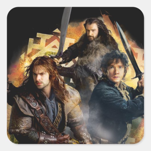 Kili, BILBO BAGGINS™ & THORIN OAKENSHIELD™ Art Vierkante Sticker (Voorkant)