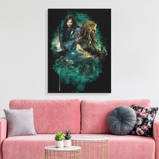 Kili en Fili over Erebor Canvas Afdruk (Insitu (Woonkamer))