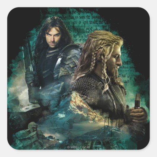 Kili en Fili over Erebor Vierkante Sticker (Voorkant)