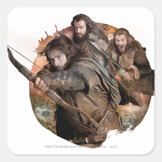 Kili, THORIN OAKENSHIELD™ en Fili Vierkante Sticker (Voorkant)
