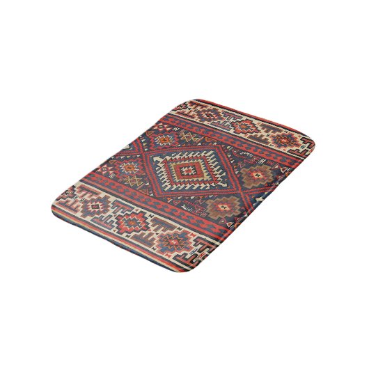 Kilim Aztec Red Blue Tan  Badmat (Gekanteld)