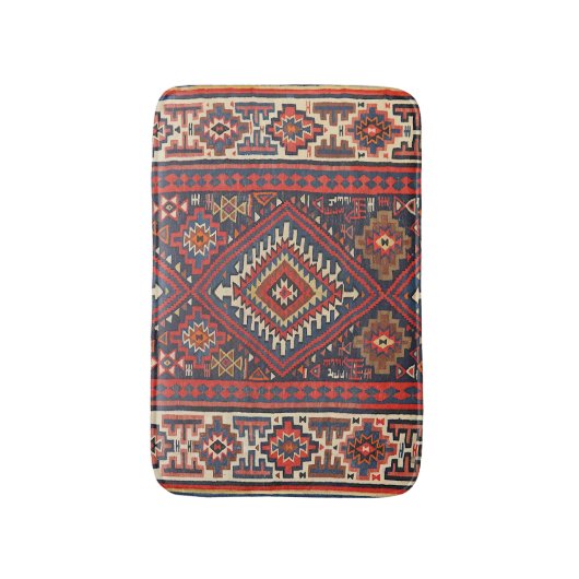 Kilim Aztec Red Blue Tan  Badmat (Voorkant Verticaal)