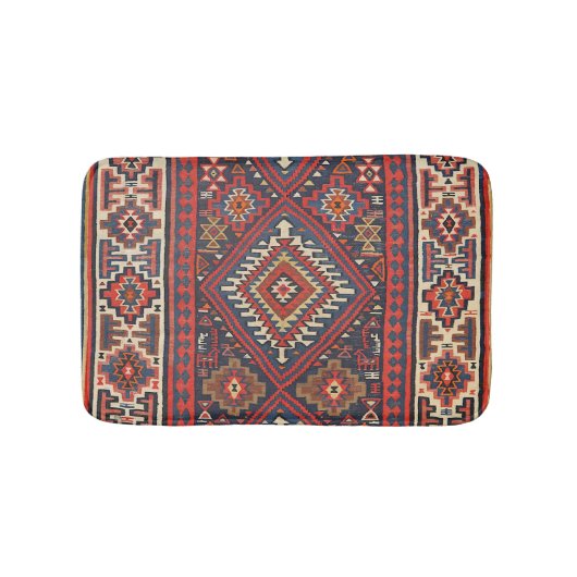 Kilim Aztec Red Blue Tan Badmat (Voorkant)