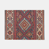 Kilim Aztec Red Blue Tan  Deurmat (Voorkant)