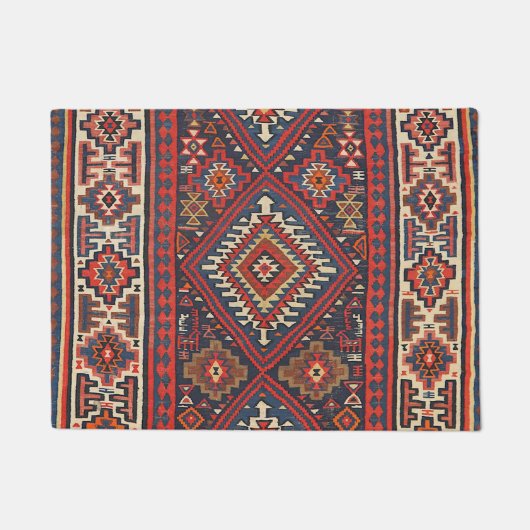 Kilim Aztec Red Blue Tan  Deurmat (Voorkant)