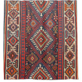 Kilim Aztec Red Blue Tan  Douchegordijn (Voorkant)