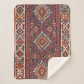 Kilim Aztec Red Blue Tan  Sherpa Deken (Voorkant)
