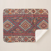 Kilim Aztec Red Blue Tan  Sherpa Deken (Voorkant (horizontaal))