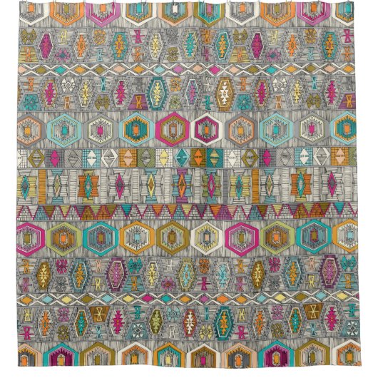 kilim pembe douchegordijn (Voorkant)