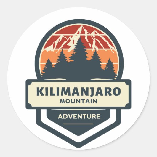 Kilimanjaro bergtop klimmen en wandelen ronde sticker (Voorkant)
