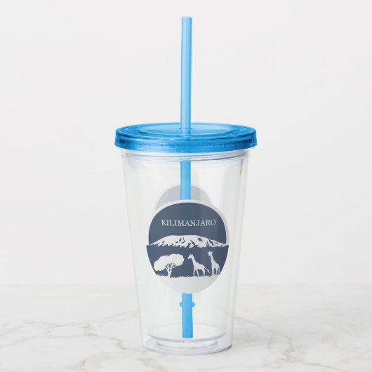 Kilimanjaro (blauw) acryl drinkbeker (Voorkant)