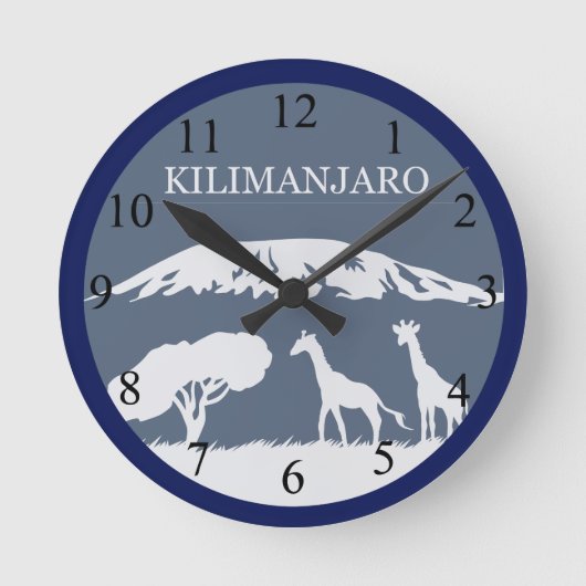 Kilimanjaro (blauw) ronde klok (Voorkant)
