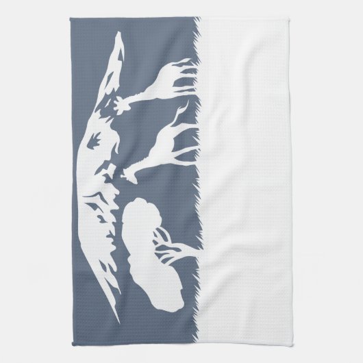 Kilimanjaro (blauw) theedoek (Verticaal)