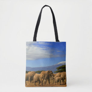 Kilimanjaro en olifanten tote bag