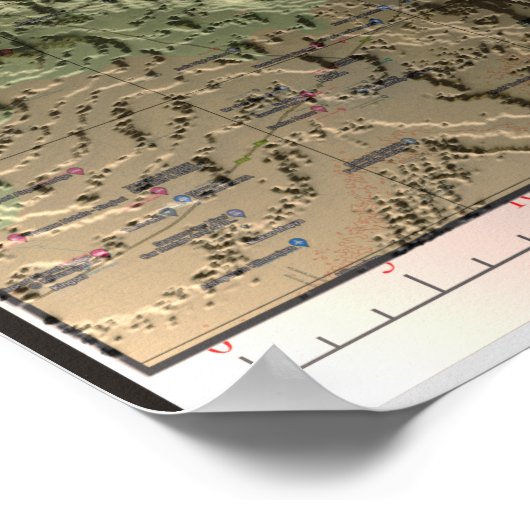 KILIMANJARO KAART Afdrukken, Waarde Poster papier  (Hoek)