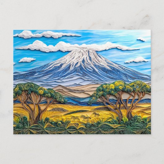 Kilimanjaro-landschap met zebra-savanne briefkaart (Voorkant)