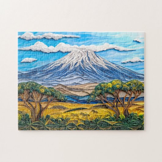 Kilimanjaro-landschap met zebra-savanne legpuzzel (Horizontaal)