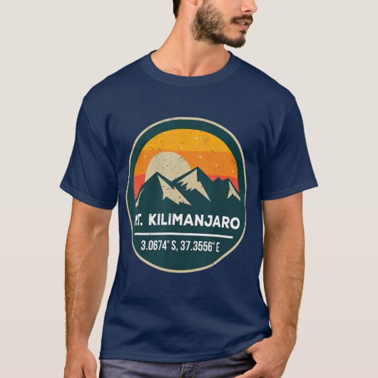 Kilimanjaro met GPS-coördinaten T-shirt (Voorkant)