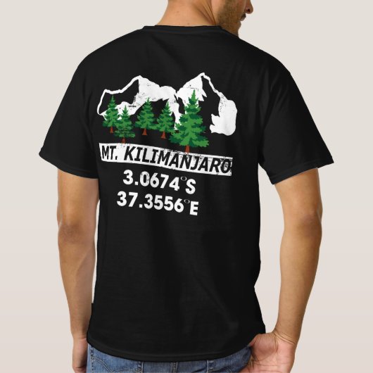 Kilimanjaro met GPS-coördinaten T-shirt (Achterkant)
