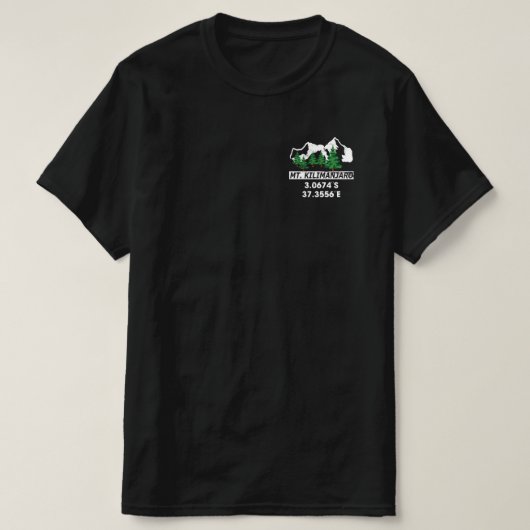 Kilimanjaro met GPS-coördinaten T-shirt (Design voorkant)