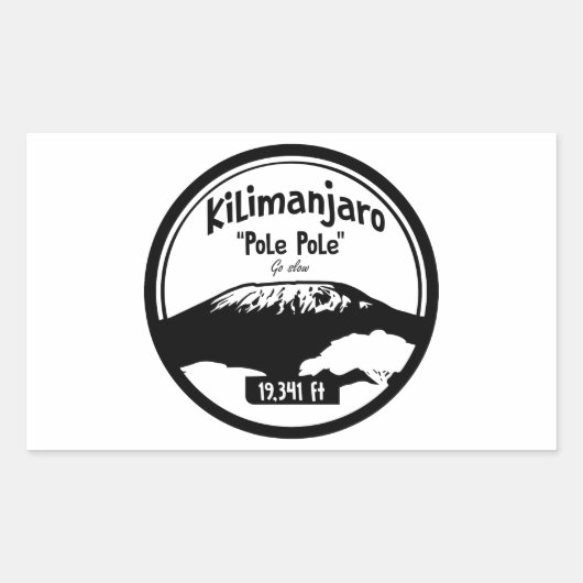 Kilimanjaro 'paalstok' - ga langzaam rechthoekige sticker (Voorkant)