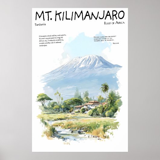Kilimanjaro-poster Tanzania Afrika Poster (Voorkant)