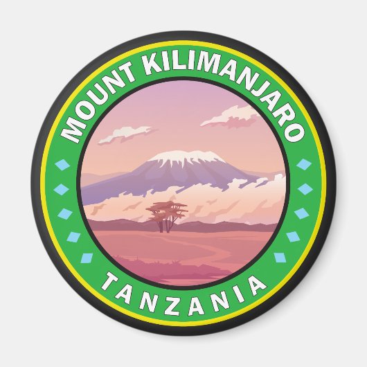 Kilimanjaro Tanzania Africa Circle Badge Magneet (Voorkant)