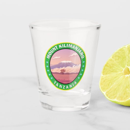 Kilimanjaro Tanzania Africa Circle Badge Shot Glas (Voorkant)