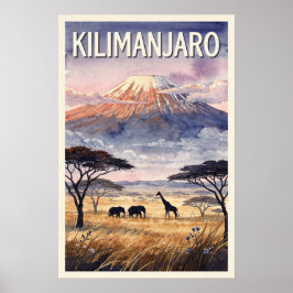 Kilimanjaro Tanzania Reisposter uit het verleden Poster