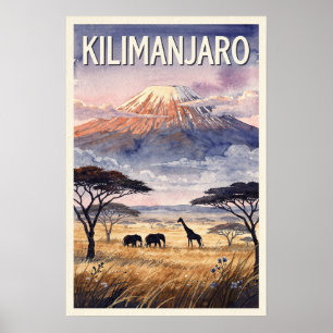 Kilimanjaro Tanzania Reisposter uit het verleden Poster