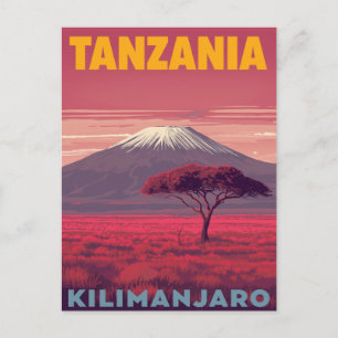 Kilimanjaro Tanzania Retro Reizen Briefkaart
