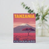 Kilimanjaro Tanzania Retro Travel Briefkaart (Staand voorkant)