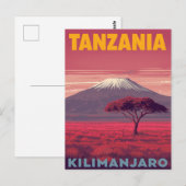 Kilimanjaro Tanzania Retro Travel Briefkaart (Voorkant / Achterkant)