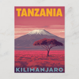 Kilimanjaro Tanzania Retro Travel Briefkaart