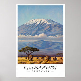 Kilimanjaro Tanzania Wall Art, African Mountain Poster
