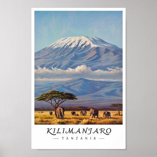 Kilimanjaro Tanzania Wall Art, African Mountain Poster (Voorkant)