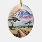 Kilimanjaro Tanzania Waterverf Keramisch Ornament (Rechts)