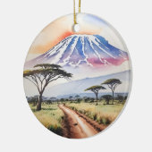 Kilimanjaro Tanzania Waterverf Keramisch Ornament (Links)