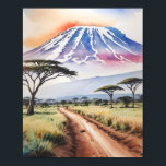 Kilimanjaro Tanzania Waterverf Poster<br><div class="desc">Deze kunstprint toont een waterverf portret van de Kilimanjaro in Tanzania.</div>