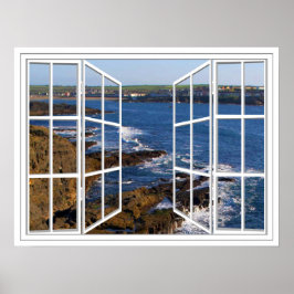 Kilkee Ireland White 24 Pane Open Window Poster