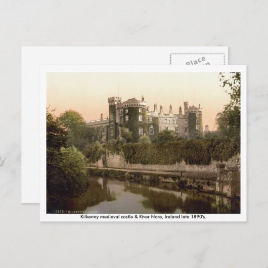 Kilkenny castle & River Nore, 19e eeuw Briefkaart (Voorkant / Achterkant)