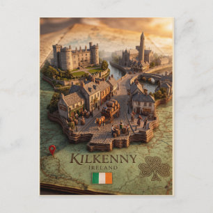 Kilkenny Ierland 3D kaart illustratie ansichtkaart