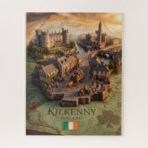 Kilkenny Ierland 3D Kaart Kunst 520-delige Puzzel 