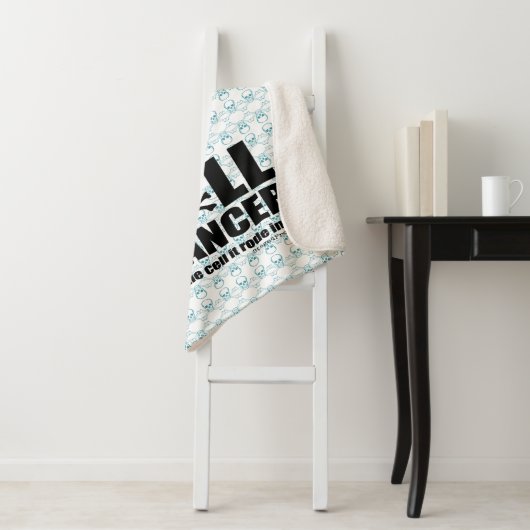 Kill Cancer & de cel waar het in reed met schedel Sherpa Deken (In situ)