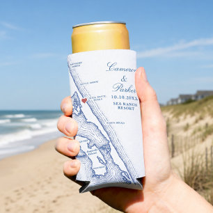 Kill Devil Hills kaart OBX Navy Blue huwelijksguns Seltzer Blikjeskoeler