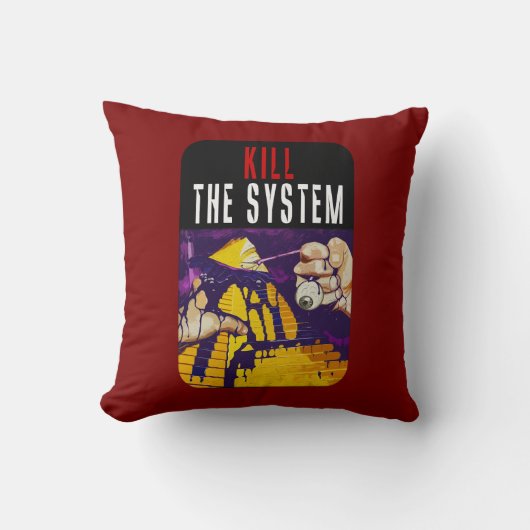 Kill the System Anti-Establishment Pyramid Eye Art Kussen (Voorkant)