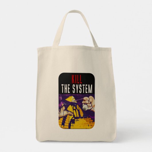 Kill the System Anti-Establishment Pyramid Eye Art Tote Bag (Achterkant)